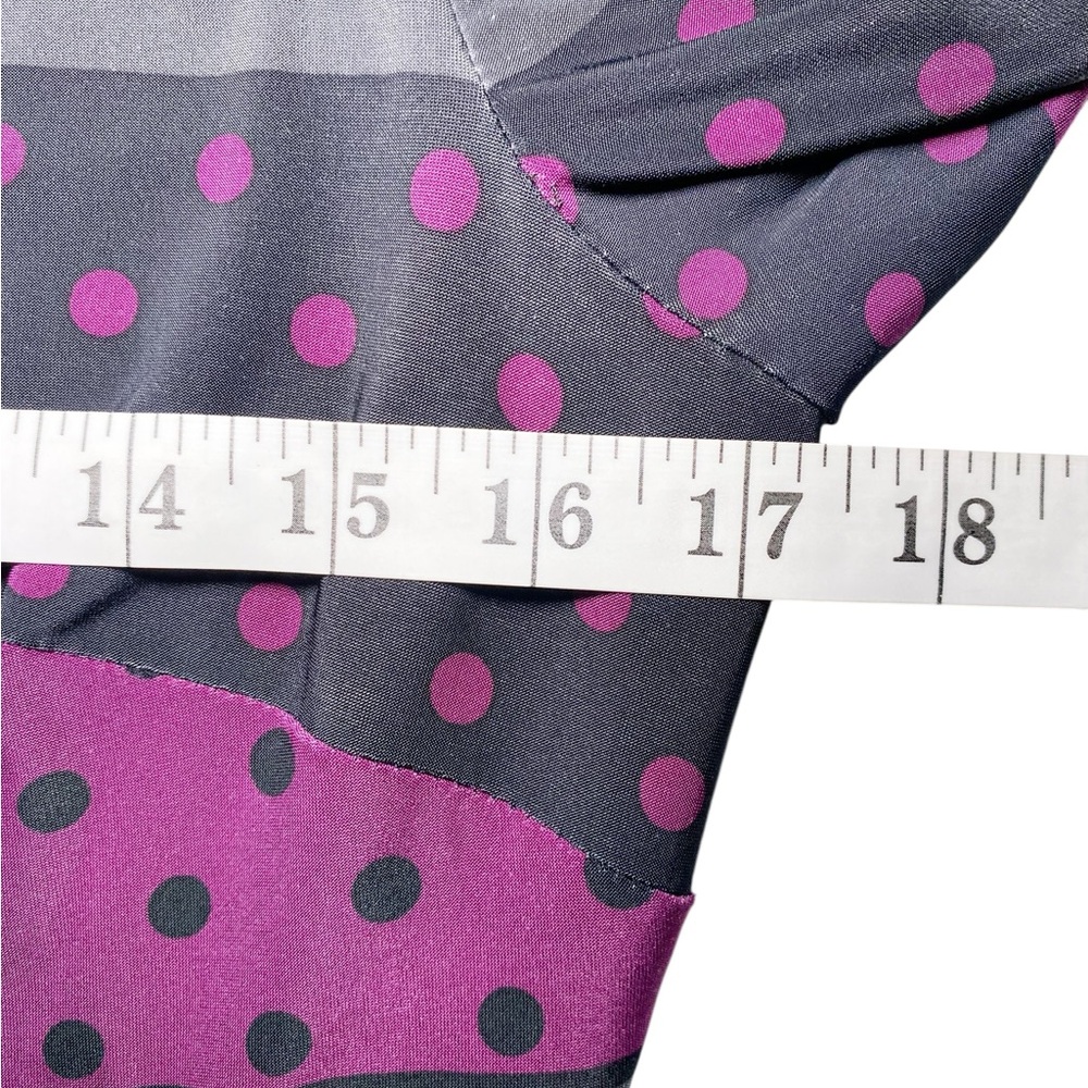Nine West Gray, Purple, & Green Polka Dot & Striped Long Sleeve Shift Dress - Picture 7 of 13